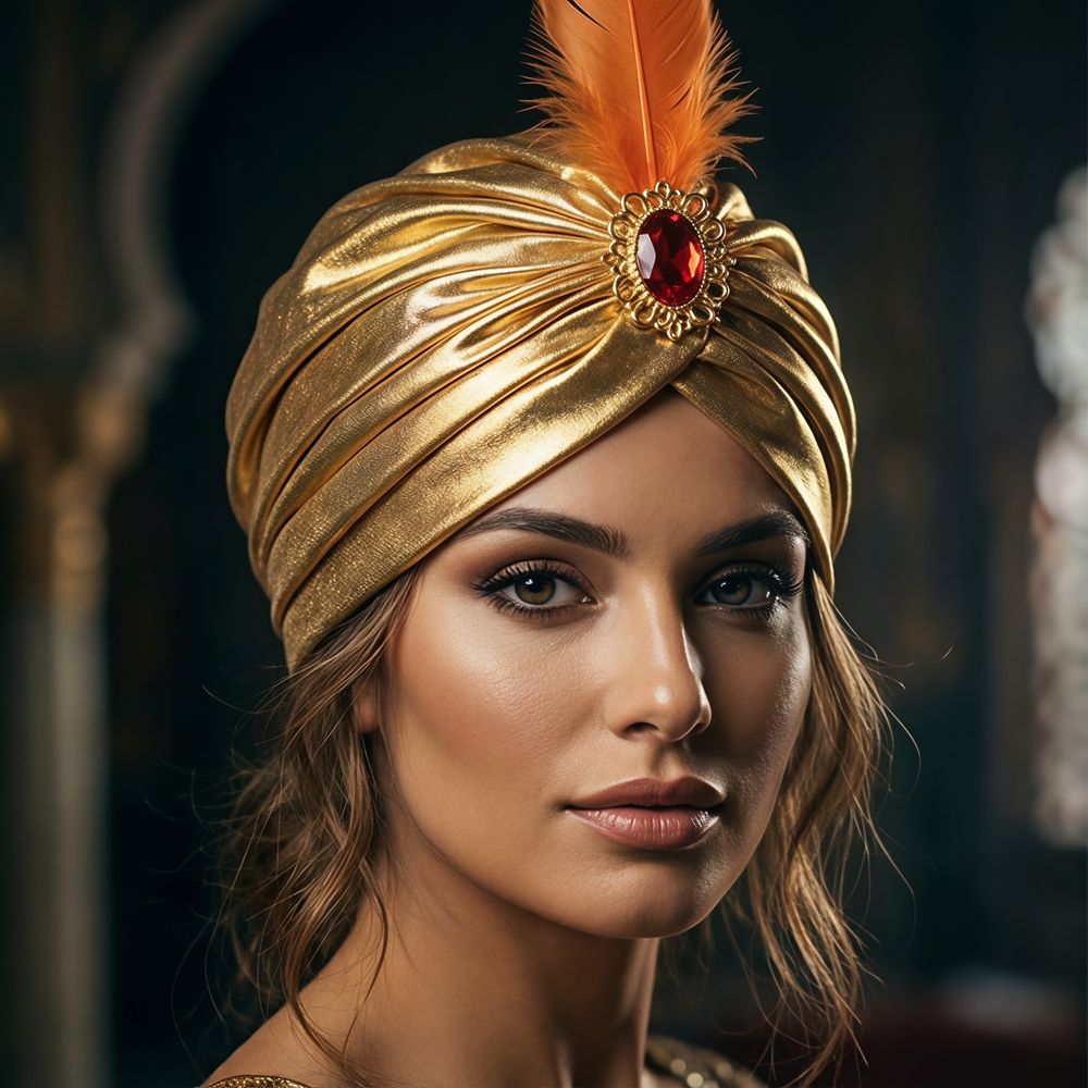 Ethnic Fashion India - Topi Turban Bulu Hias Berlian Imitasi,