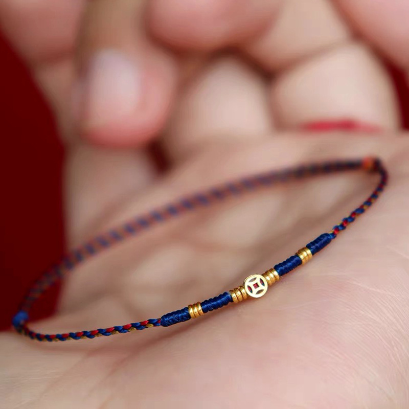 Ethnic Fashion Co In - Gelang anyaman koin tembaga Warna Merah