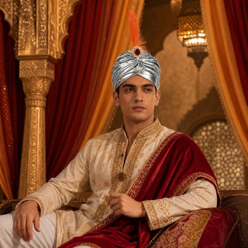 Topi Turban Bulu Hias Berlian  - Ethnic Fashion India ulasan dan harga