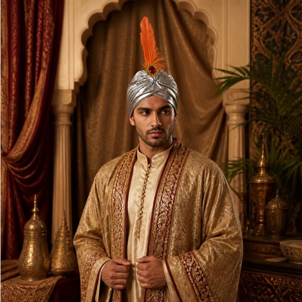 Topi Turban Bulu Hias Berlian  - Ethnic Fashion India ulasan dan harga
